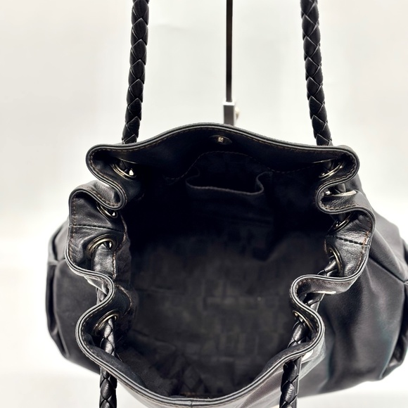 Furla Black Leather Braided Handle Tote - Picture 5 of 7